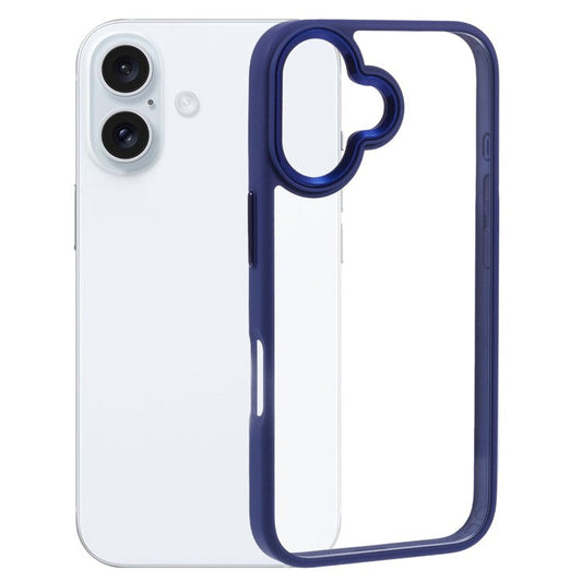 For iPhone 16 Plus Cell Phone Case Clear Back Drop Protection PC+TPU Cover - Blue