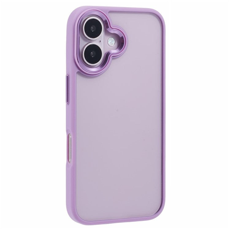 For iPhone 16 Plus Cell Phone Case Clear Back Drop Protection PC+TPU Cover - Purple