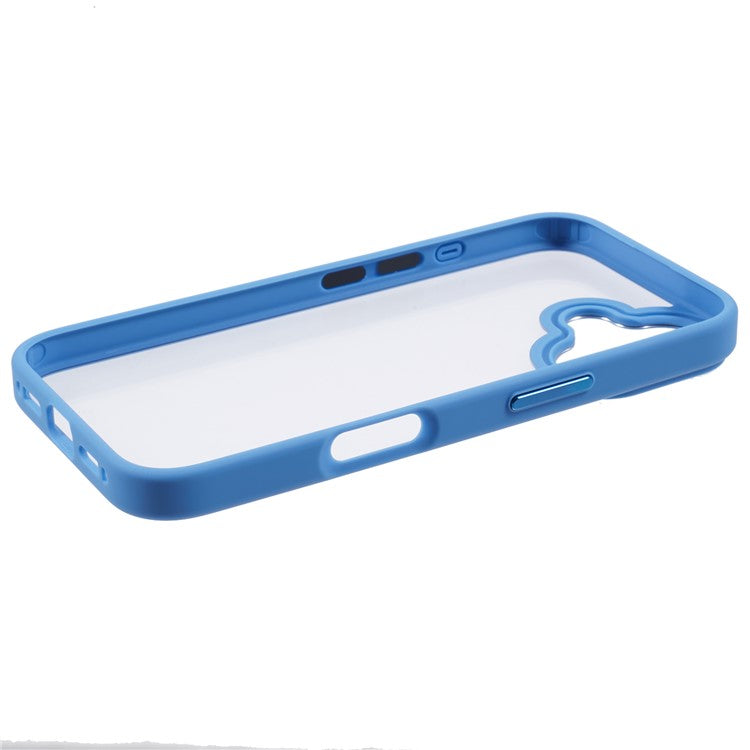 For iPhone 16 Plus Cell Phone Case Clear Back Drop Protection PC+TPU Cover - Sky Blue