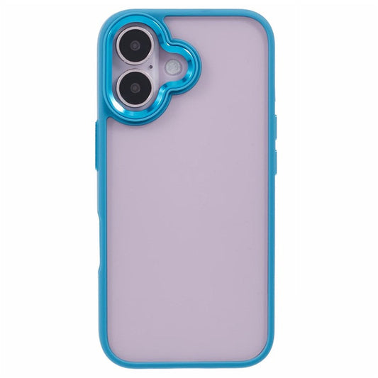 For iPhone 16 Plus Cell Phone Case Clear Back Drop Protection PC+TPU Cover - Lake Blue
