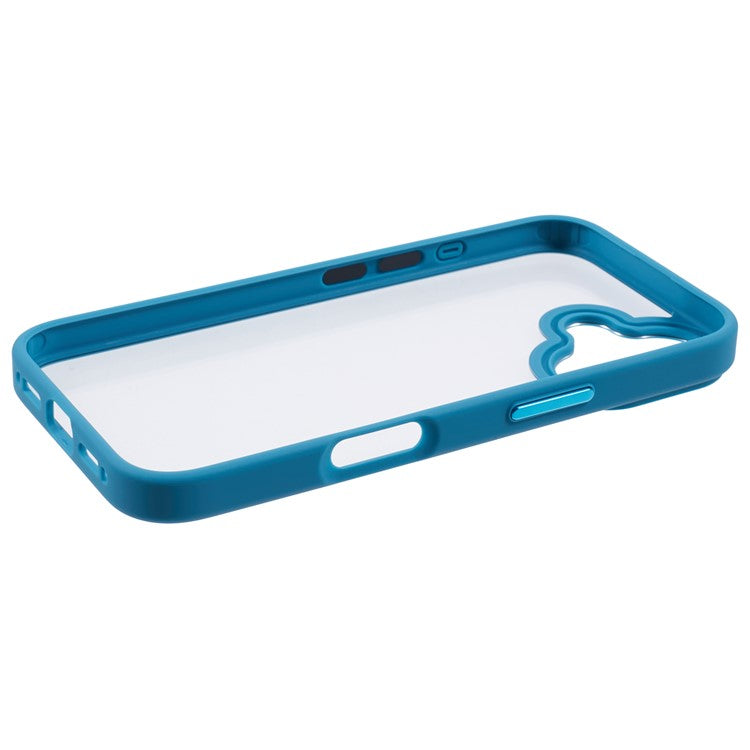 For iPhone 16 Plus Cell Phone Case Clear Back Drop Protection PC+TPU Cover - Lake Blue