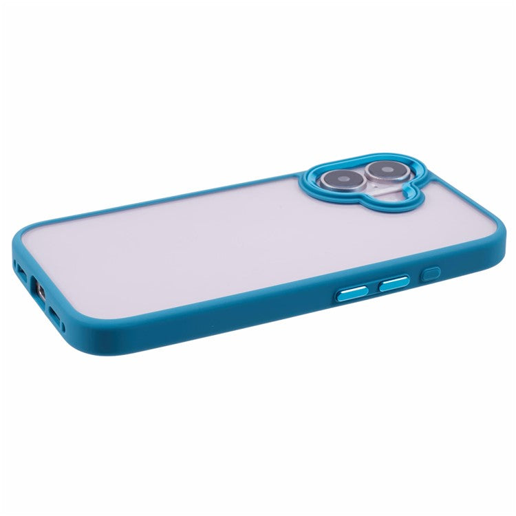 For iPhone 16 Plus Cell Phone Case Clear Back Drop Protection PC+TPU Cover - Lake Blue