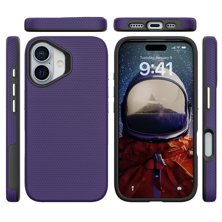 For iPhone 16 Case Anti-Drop TPU+PC Four Corner Phone Cover - Dark Purple