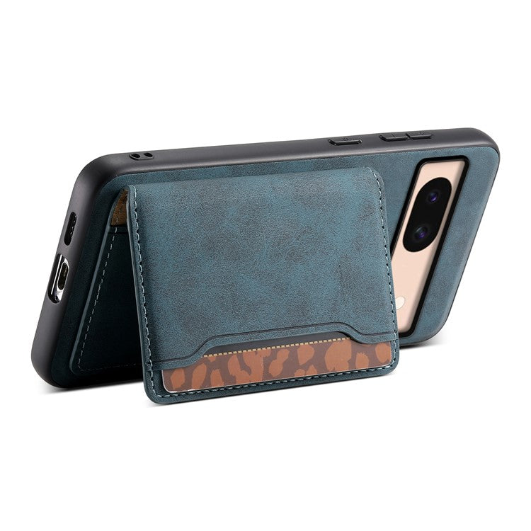 DENIOR D13 For Google Pixel 8a Case 2 in 1 Detachable Leather Phone Back Cover - Blue