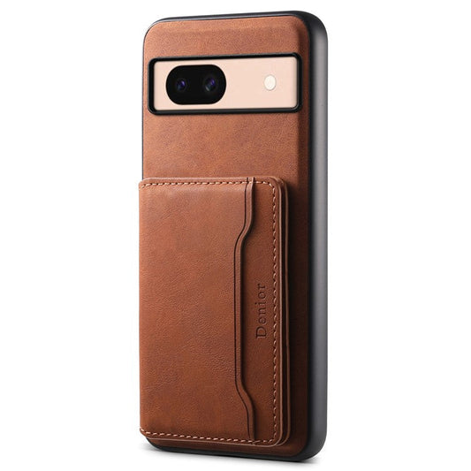 DENIOR D13 For Google Pixel 8a Case 2 in 1 Detachable Leather Phone Back Cover - Brown