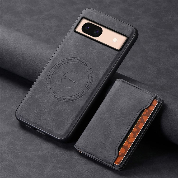 DENIOR D13 For Google Pixel 8a Case 2 in 1 Detachable Leather Phone Back Cover - Black