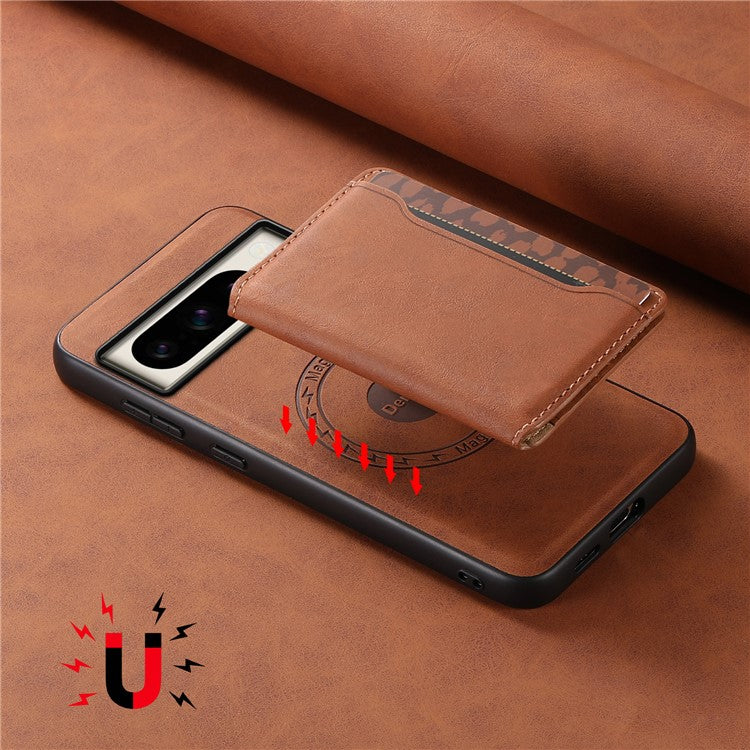 DENIOR D13 For Google Pixel 8 Pro Case Detachable 2-in-1 Leather Back Phone Cover - Brown