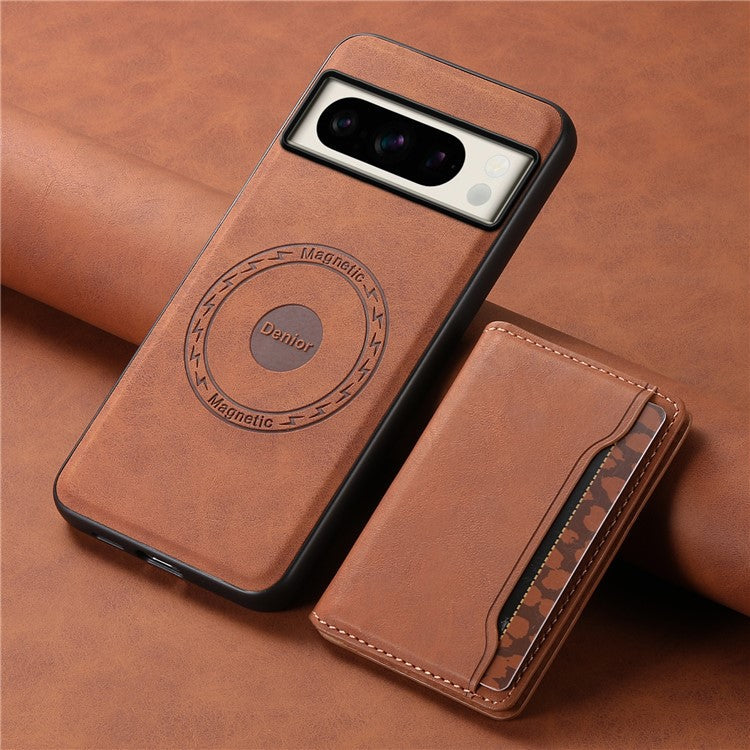 DENIOR D13 For Google Pixel 8 Pro Case Detachable 2-in-1 Leather Back Phone Cover - Brown