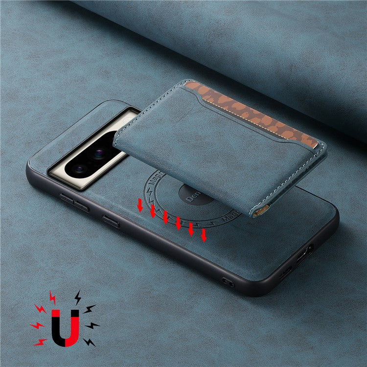 DENIOR D13 For Google Pixel 8 Pro Case Detachable 2-in-1 Leather Back Phone Cover - Blue