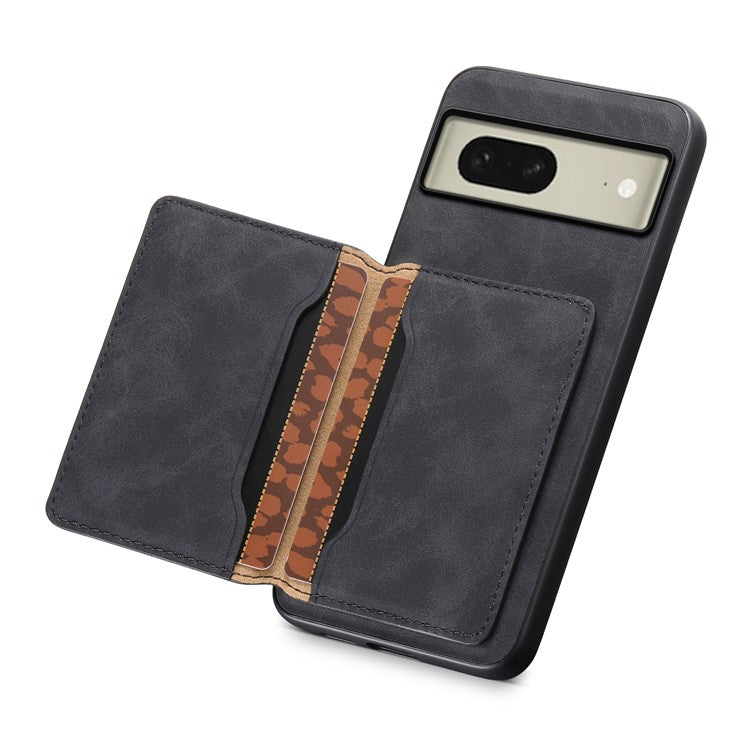 DENIOR D13 For Google Pixel 8 Case Detachable Magnetic Leather Back Cover Retro Texture - Black