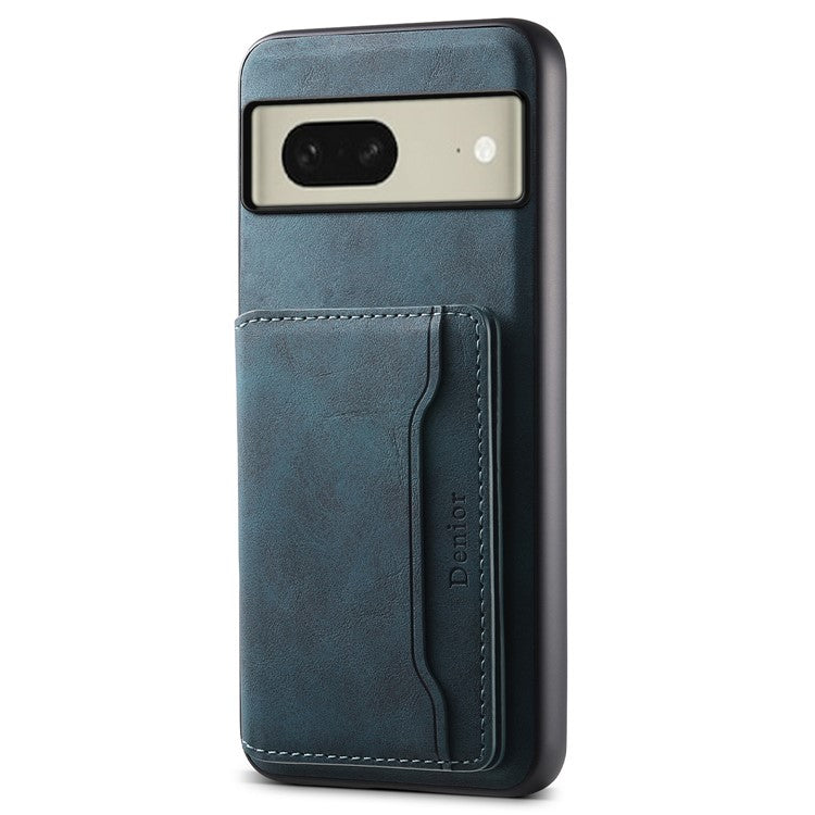 DENIOR D13 For Google Pixel 8 Case Detachable Magnetic Leather Back Cover Retro Texture - Blue