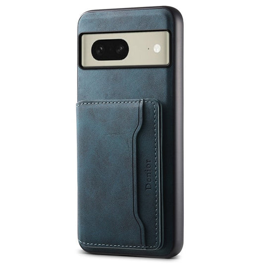 DENIOR D13 For Google Pixel 8 Case Detachable Magnetic Leather Back Cover Retro Texture - Blue