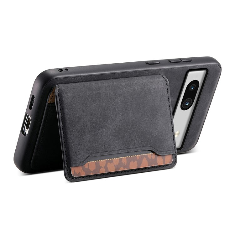 DENIOR D13 For Google Pixel 7a Case with Detachable Card Holder Leather Magnetic Phone Cover - Black