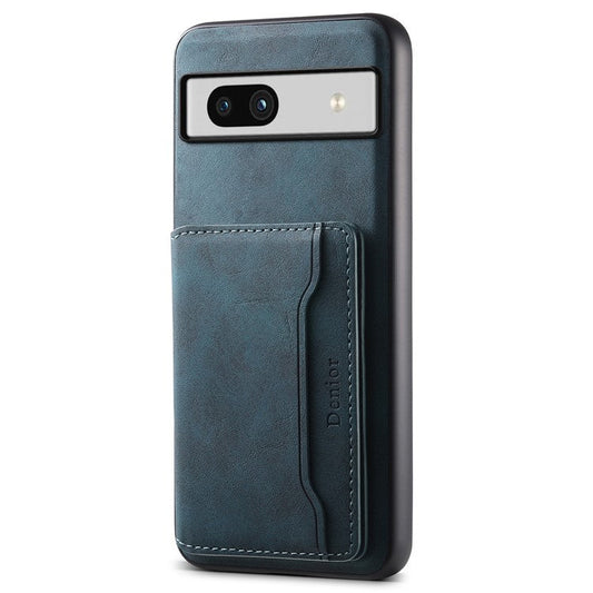 DENIOR D13 For Google Pixel 7a Case with Detachable Card Holder Leather Magnetic Phone Cover - Blue