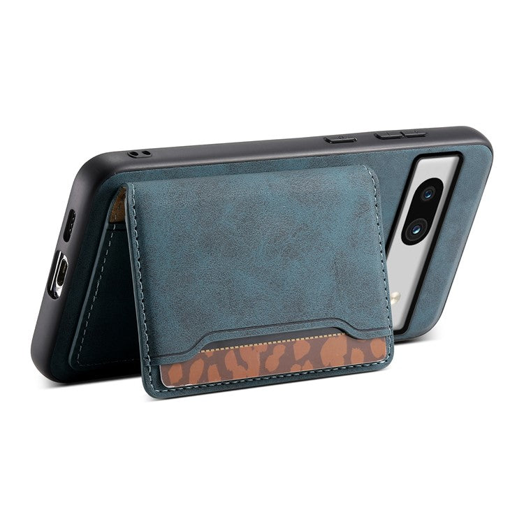 DENIOR D13 For Google Pixel 7a Case with Detachable Card Holder Leather Magnetic Phone Cover - Blue