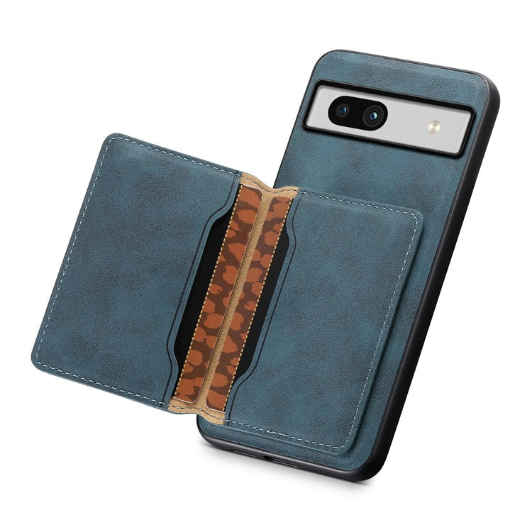 DENIOR D13 For Google Pixel 7a Case with Detachable Card Holder Leather Magnetic Phone Cover - Blue