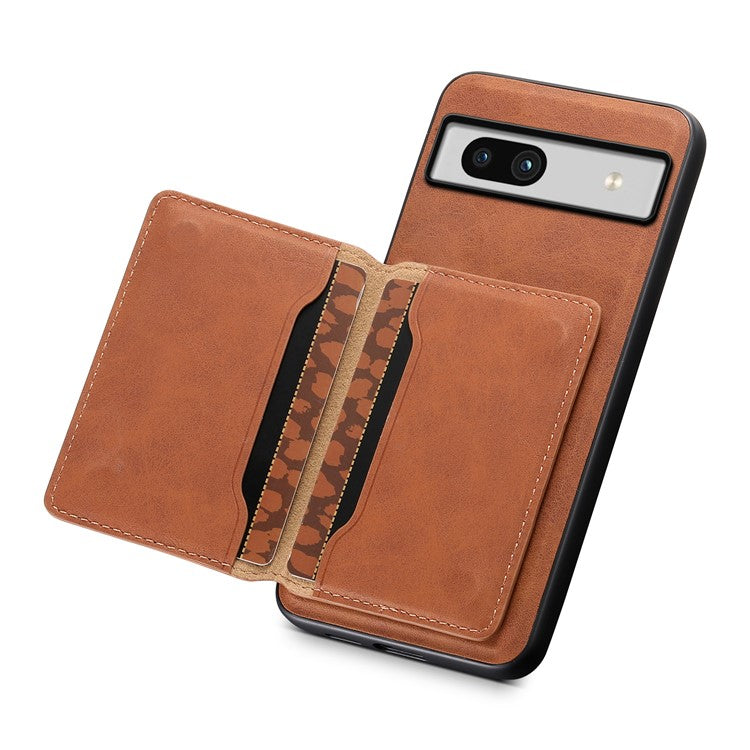 DENIOR D13 For Google Pixel 7a Case with Detachable Card Holder Leather Magnetic Phone Cover - Brown