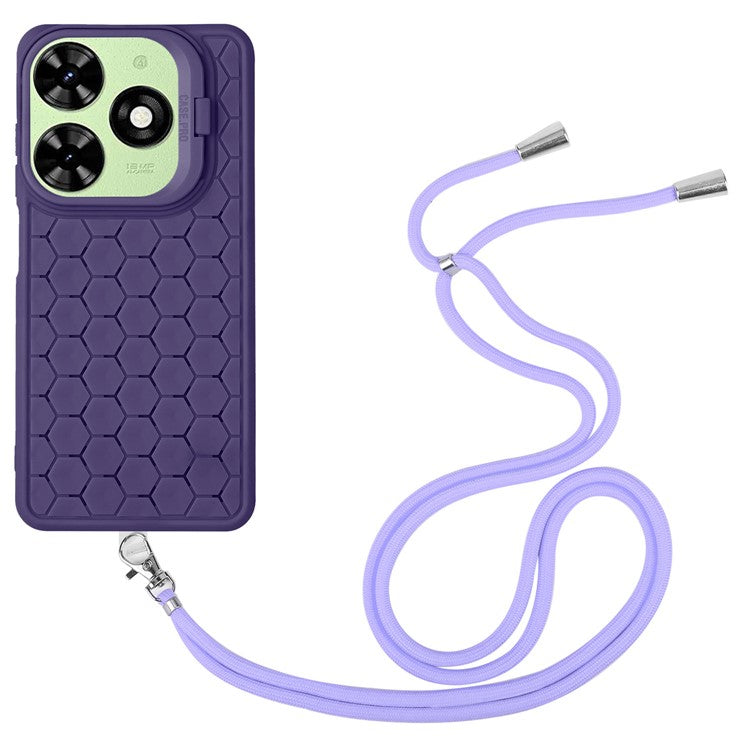 For TECNO Spark Go 2024 4G Case Kickstand TPU Phone Cover with Lanyard - Purple