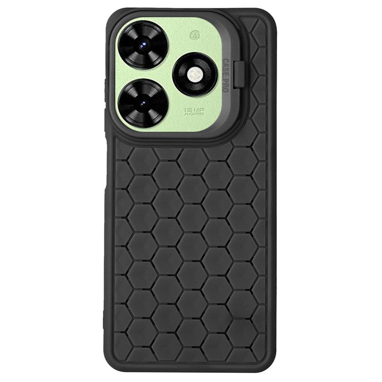 For TECNO Spark 20 Case Kickstand TPU Phone Cover Heat Dissipation Breathable - Black