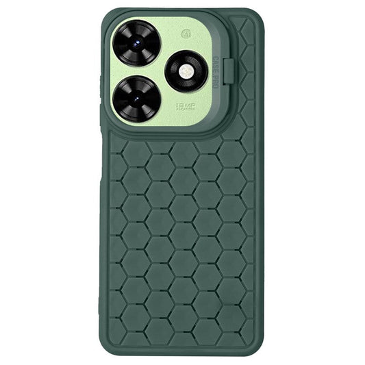 For TECNO Spark 20 Case Kickstand TPU Phone Cover Heat Dissipation Breathable - Army Green