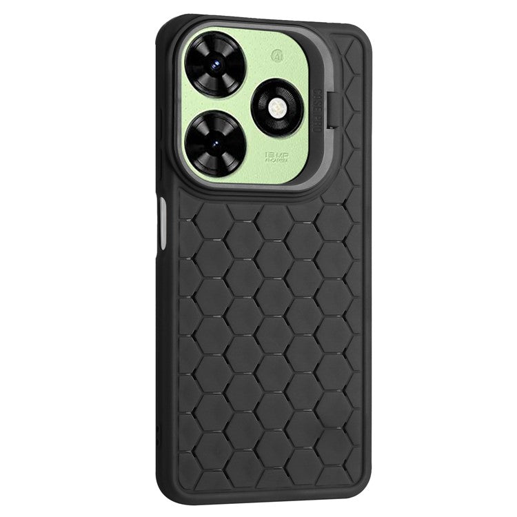 For TECNO Spark 20C TPU Case Kickstand Phone Cover Heat Dissipation - Black