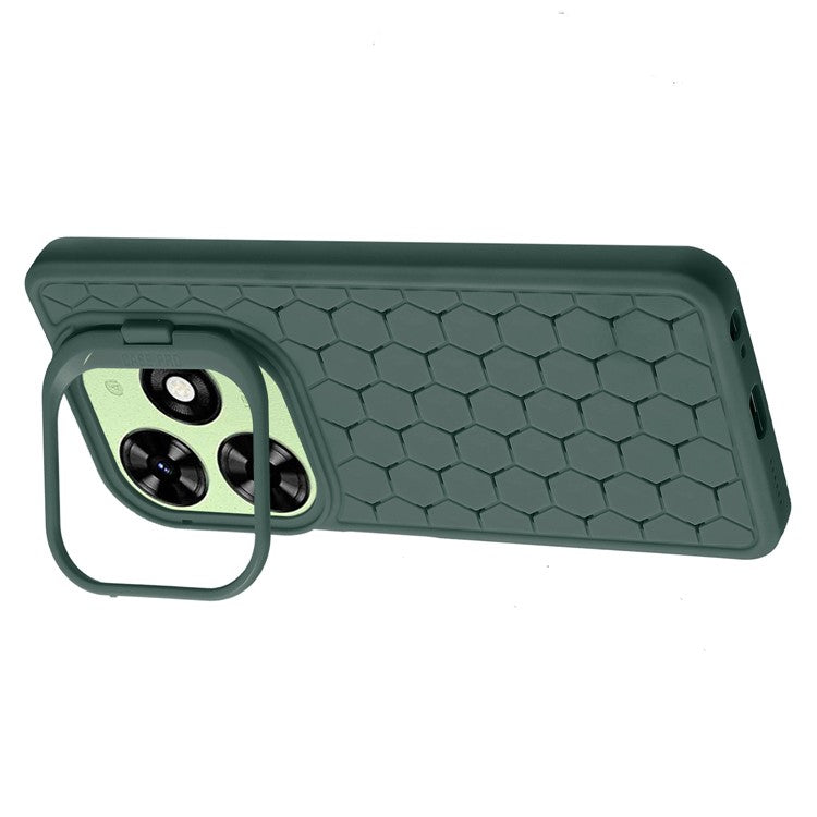 For TECNO Spark 20C TPU Case Kickstand Phone Cover Heat Dissipation - Army Green