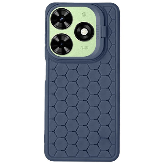 For TECNO Spark 20C TPU Case Kickstand Phone Cover Heat Dissipation - Dark Blue