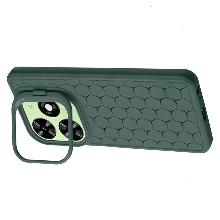 For TECNO Pop 8 Case Heat Dissipation Lens Frame Kickstand TPU Phone Cover - Army Green