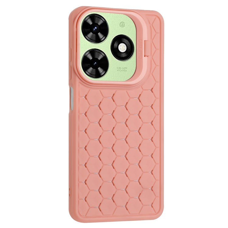 For TECNO Pop 8 Case Heat Dissipation Lens Frame Kickstand TPU Phone Cover - Pink