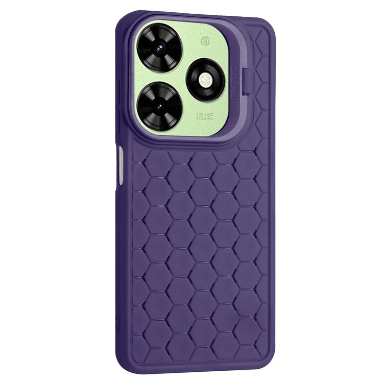 For TECNO Pop 8 Case Heat Dissipation Lens Frame Kickstand TPU Phone Cover - Purple
