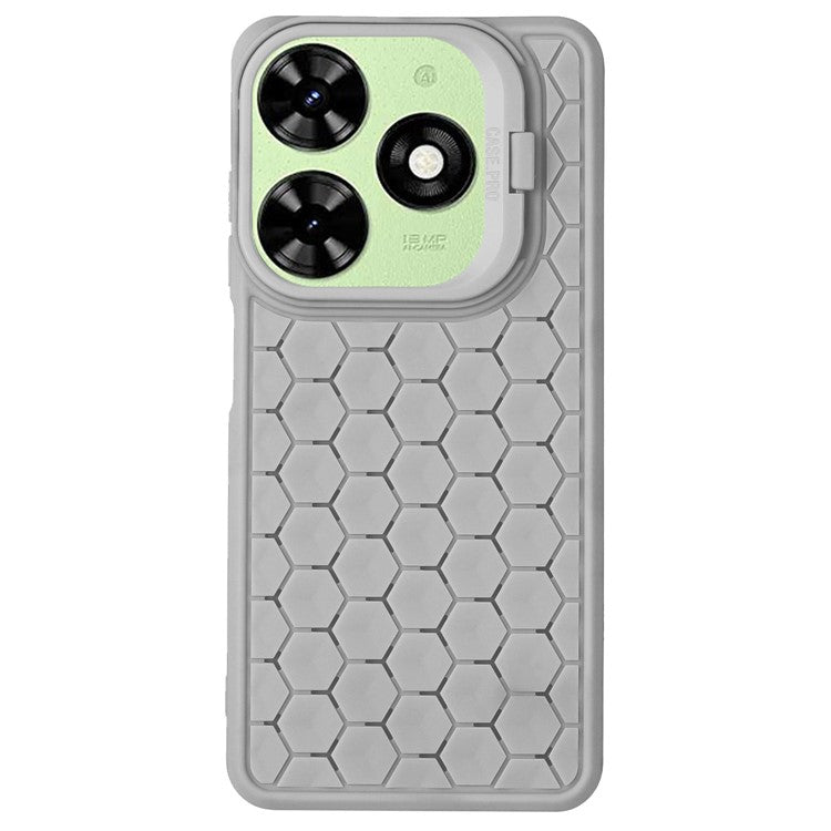 For TECNO Spark Go 2024 4G Case Kickstand Heat Dissipation TPU Phone Cover - Grey