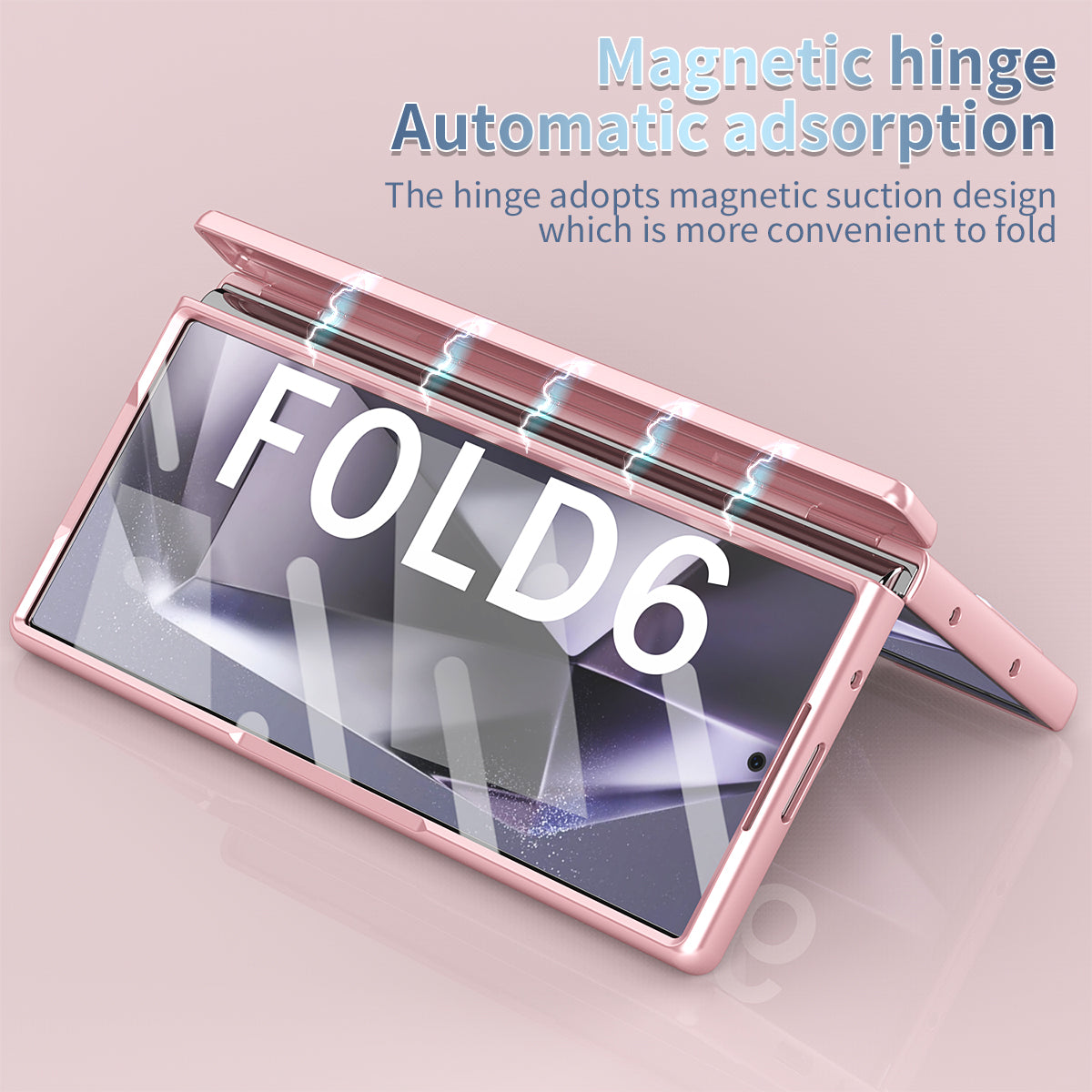 For Samsung Galaxy Z Fold6 5G Phone Case Hard PC Phone Cover with Tempered Glass Film / Stylus - Pink