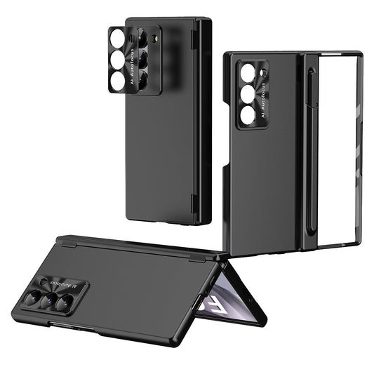 For Samsung Galaxy Z Fold6 5G Phone Case Hard PC Phone Cover with Tempered Glass Film / Stylus - Black