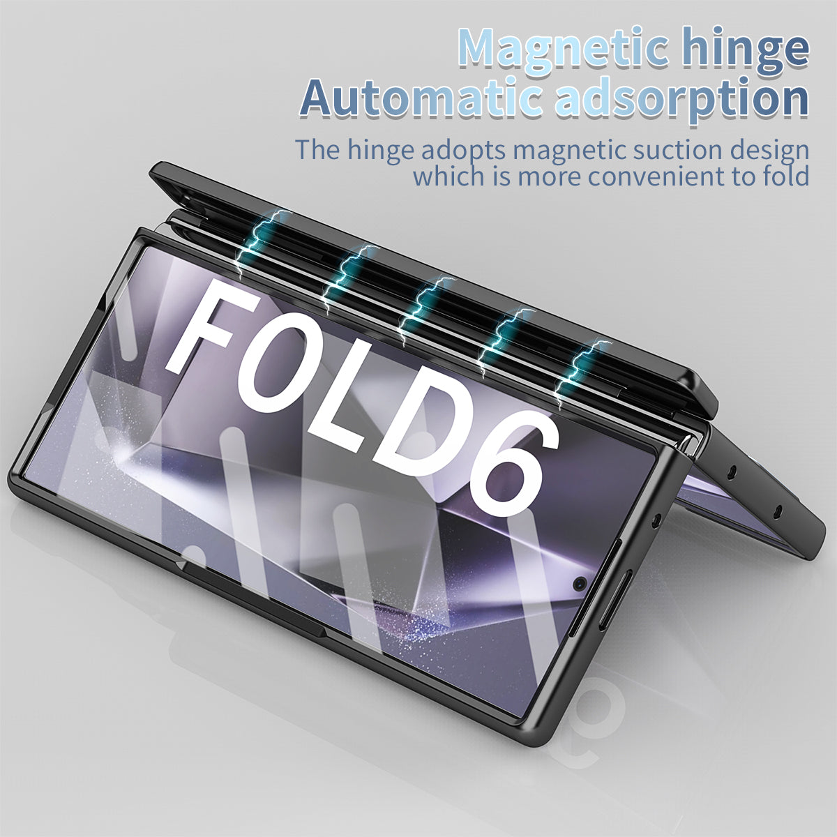 For Samsung Galaxy Z Fold6 5G Phone Case Hard PC Phone Cover with Tempered Glass Film / Stylus - Black