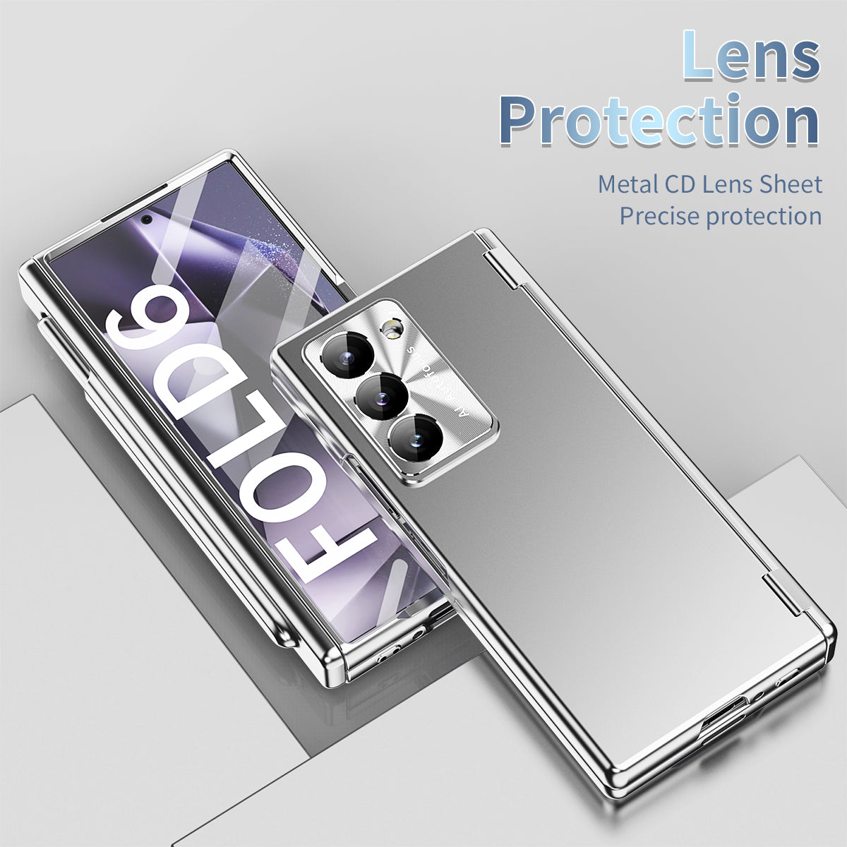 For Samsung Galaxy Z Fold6 5G Phone Case Hard PC Phone Cover with Tempered Glass Film / Stylus - Silver