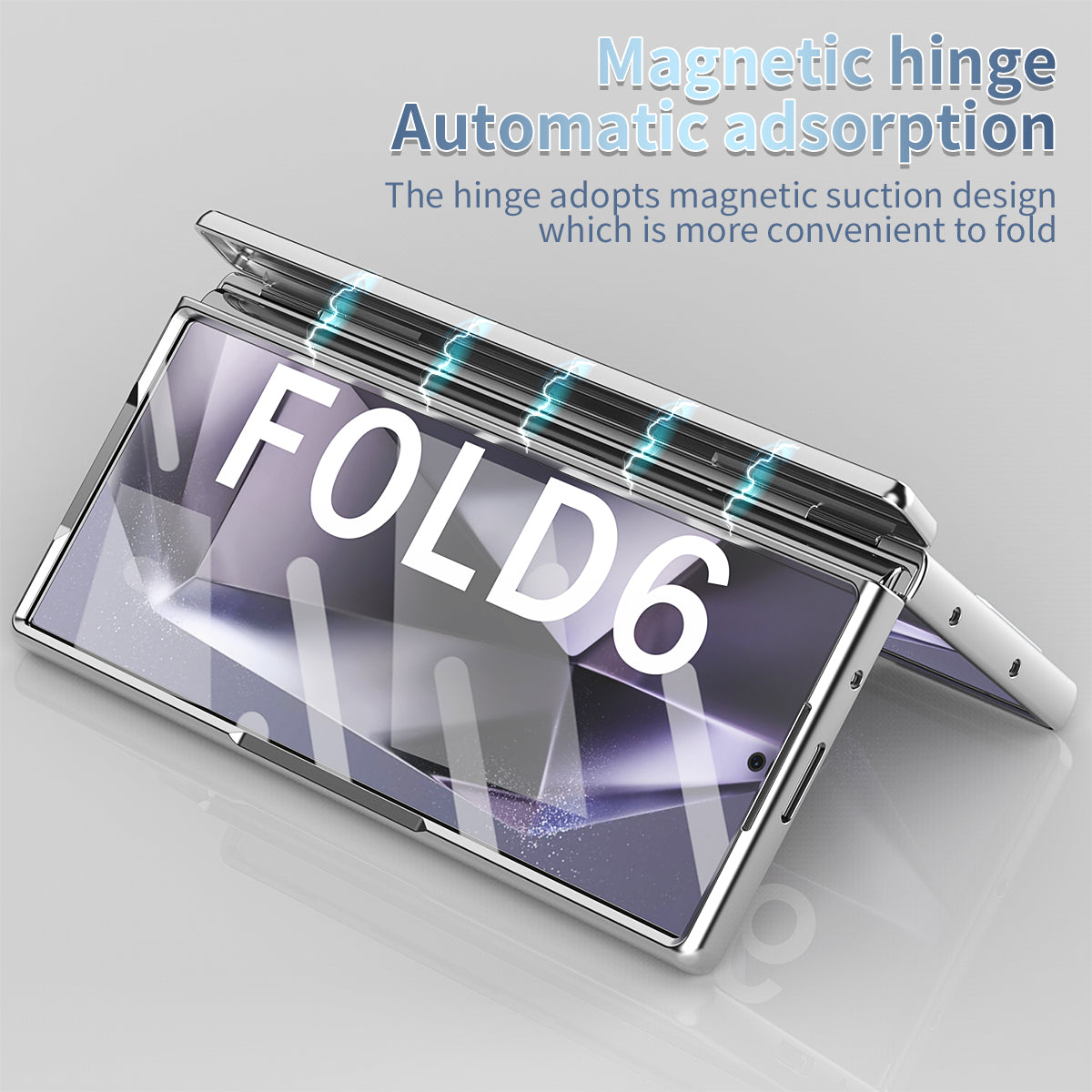 For Samsung Galaxy Z Fold6 5G Phone Case Hard PC Phone Cover with Tempered Glass Film / Stylus - Silver