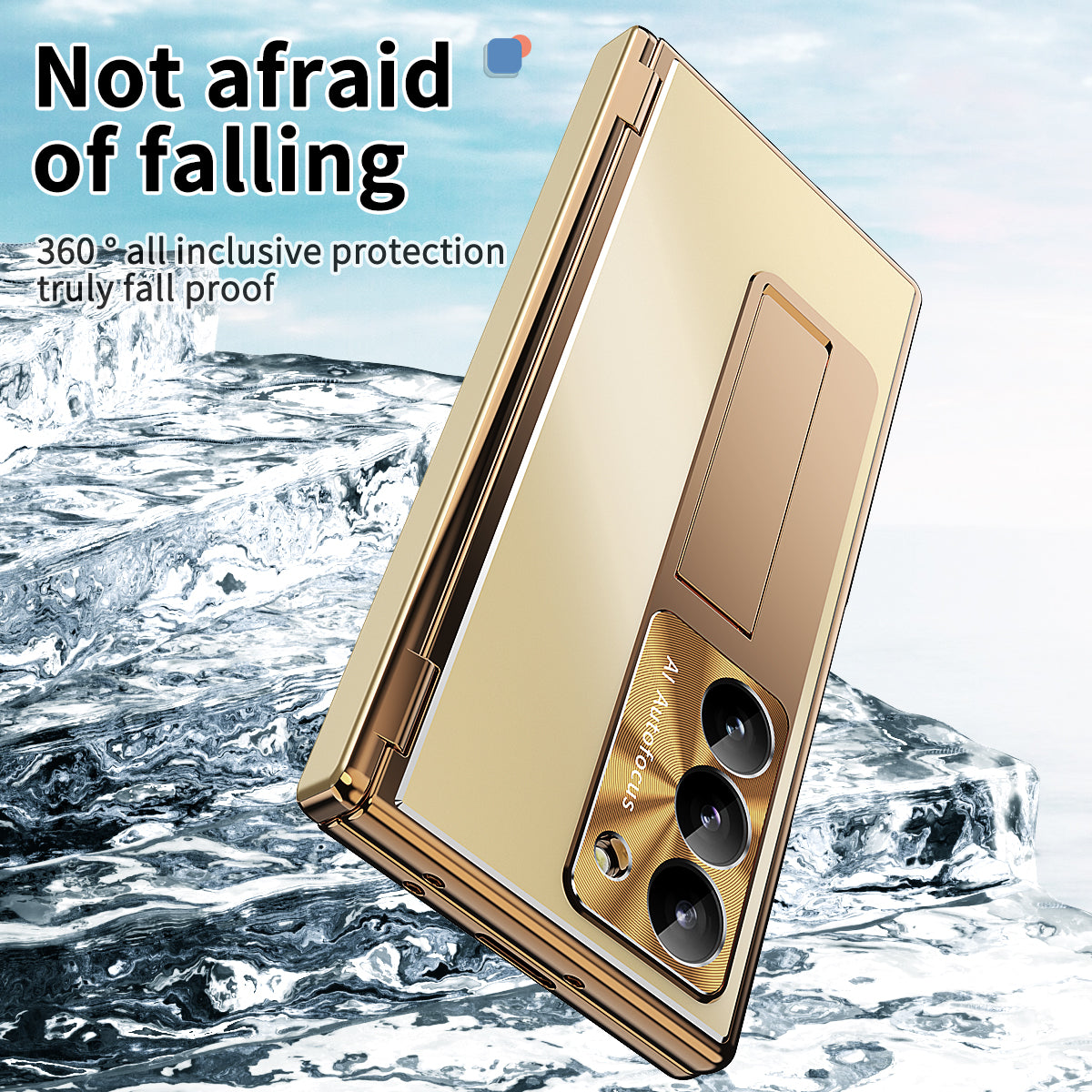 For Samsung Galaxy Z Fold6 5G Case Aluminum Alloy Phone Cover with Tempered Glass Film and Stylus - Gold+Gold