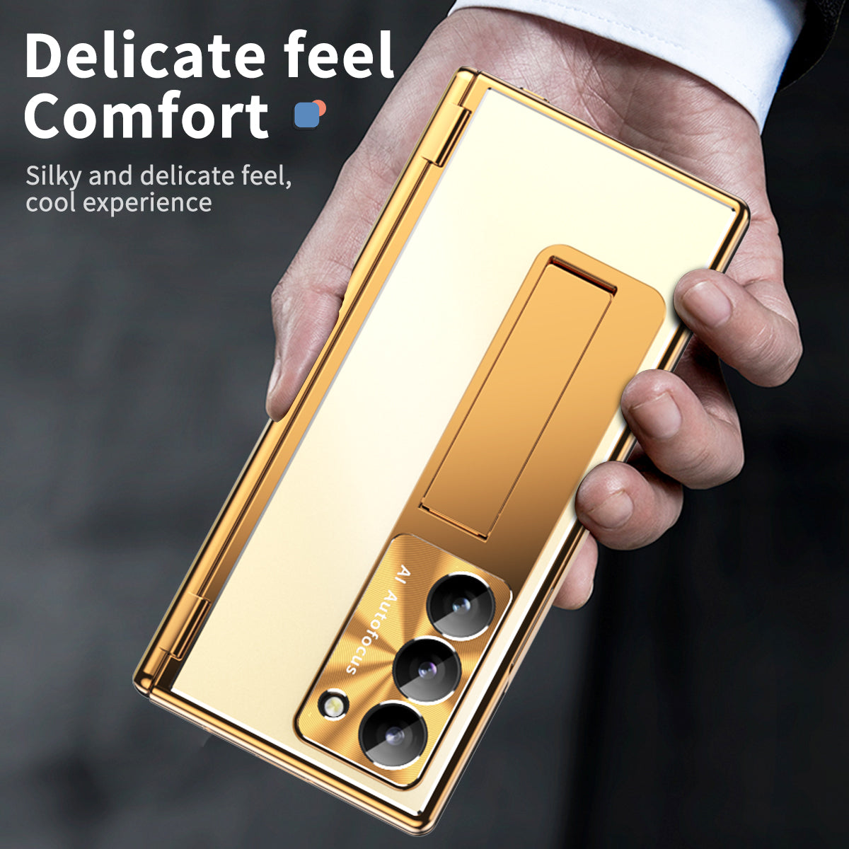 For Samsung Galaxy Z Fold6 5G Case Aluminum Alloy Phone Cover with Tempered Glass Film and Stylus - Gold+Gold
