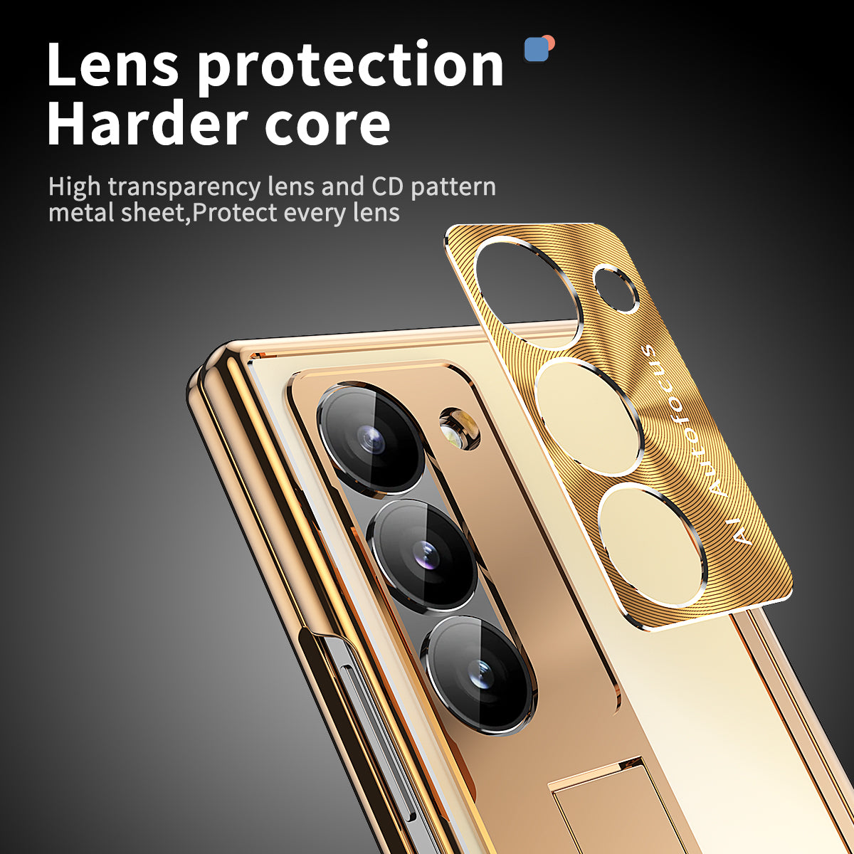 For Samsung Galaxy Z Fold6 5G Case Aluminum Alloy Phone Cover with Tempered Glass Film and Stylus - Gold+Gold