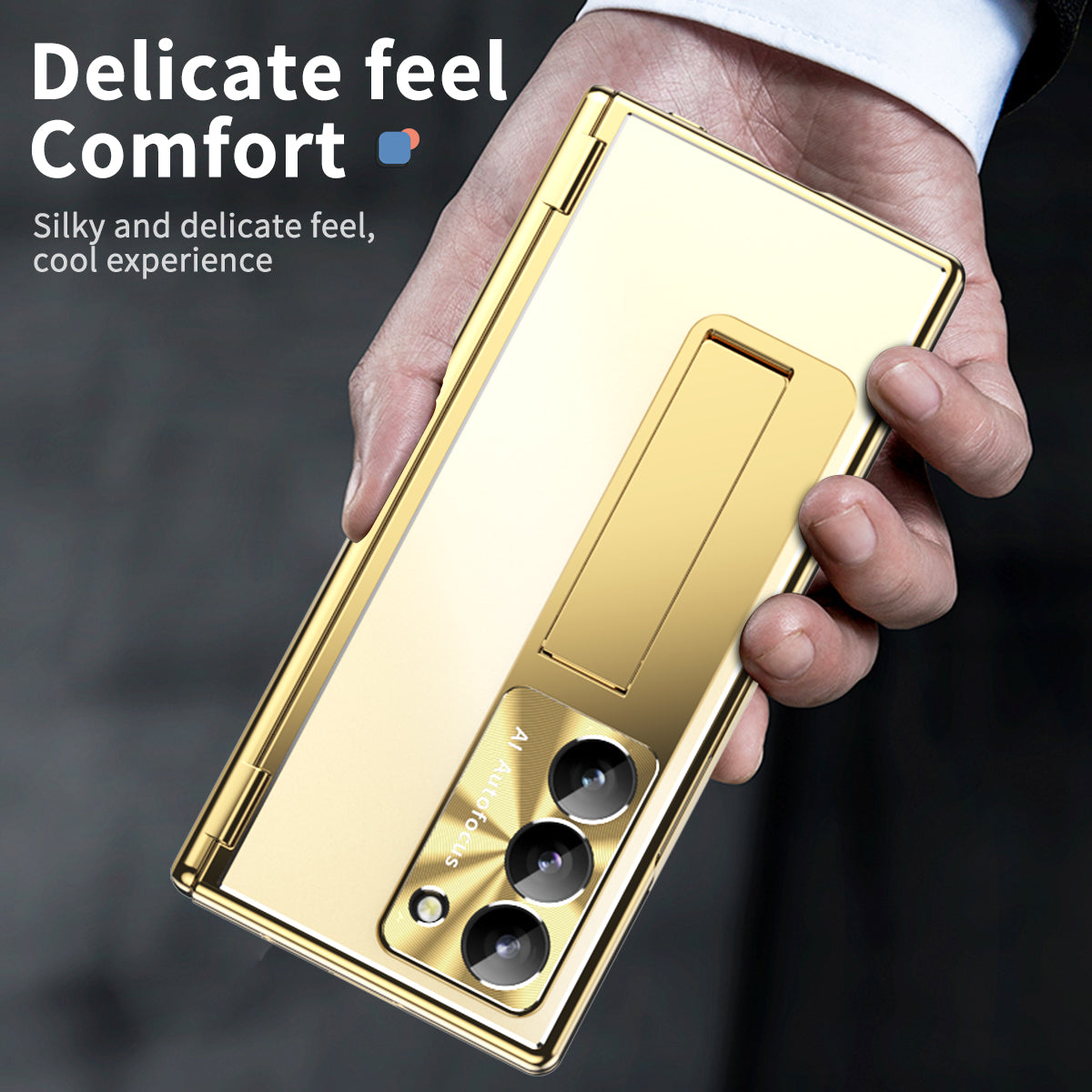 For Samsung Galaxy Z Fold6 5G Case Aluminum Alloy Phone Cover with Tempered Glass Film and Stylus - Gold