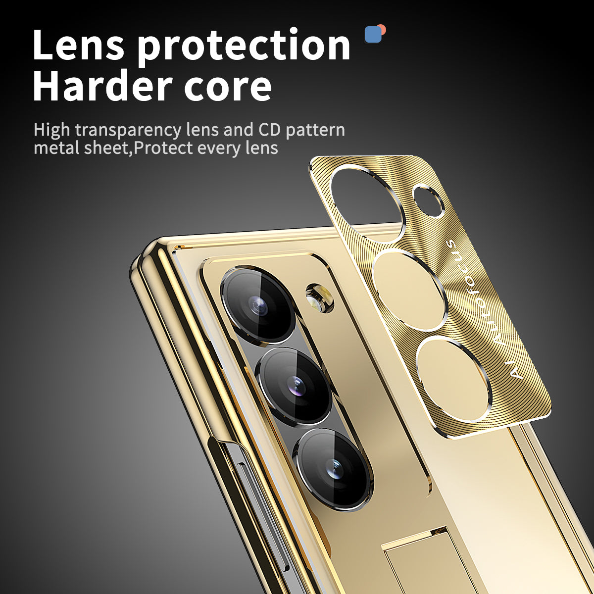 For Samsung Galaxy Z Fold6 5G Case Aluminum Alloy Phone Cover with Tempered Glass Film and Stylus - Gold