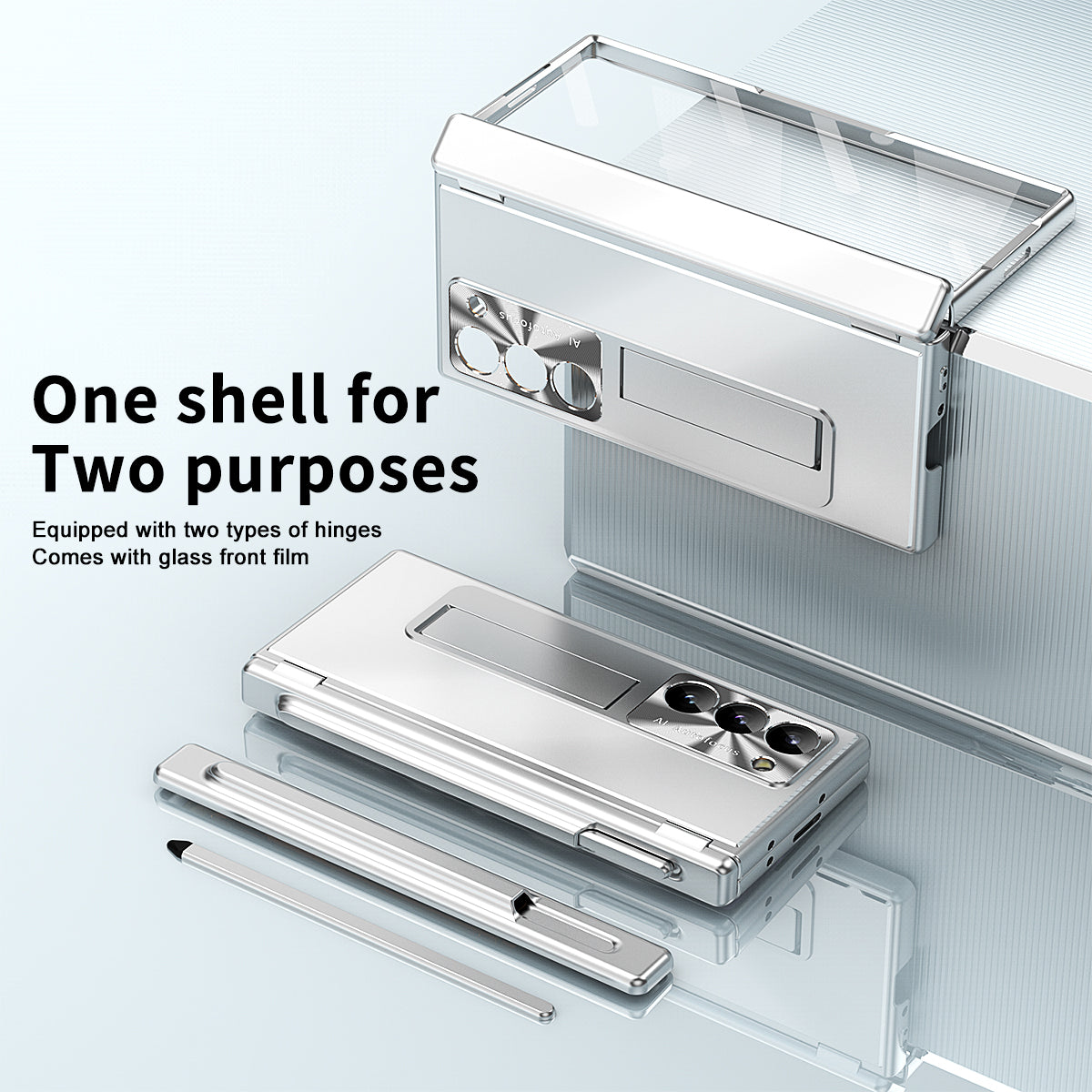 For Samsung Galaxy Z Fold6 5G Case Aluminum Alloy Phone Cover with Tempered Glass Film and Stylus - Silver