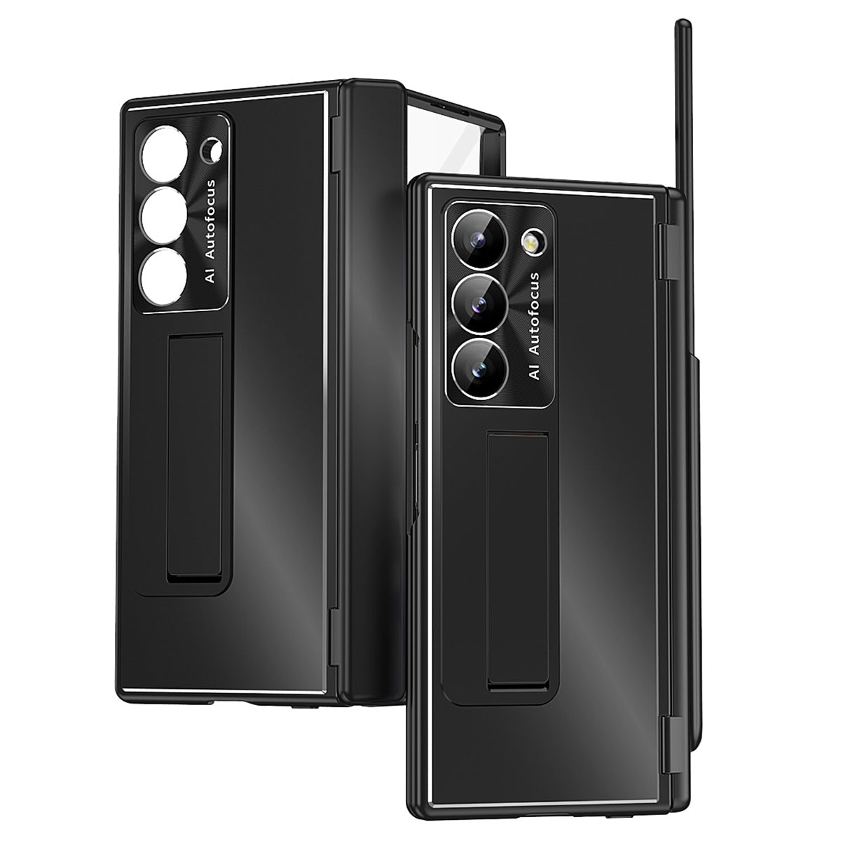 For Samsung Galaxy Z Fold6 5G Case Aluminum Alloy Phone Cover with Tempered Glass Film and Stylus - Black