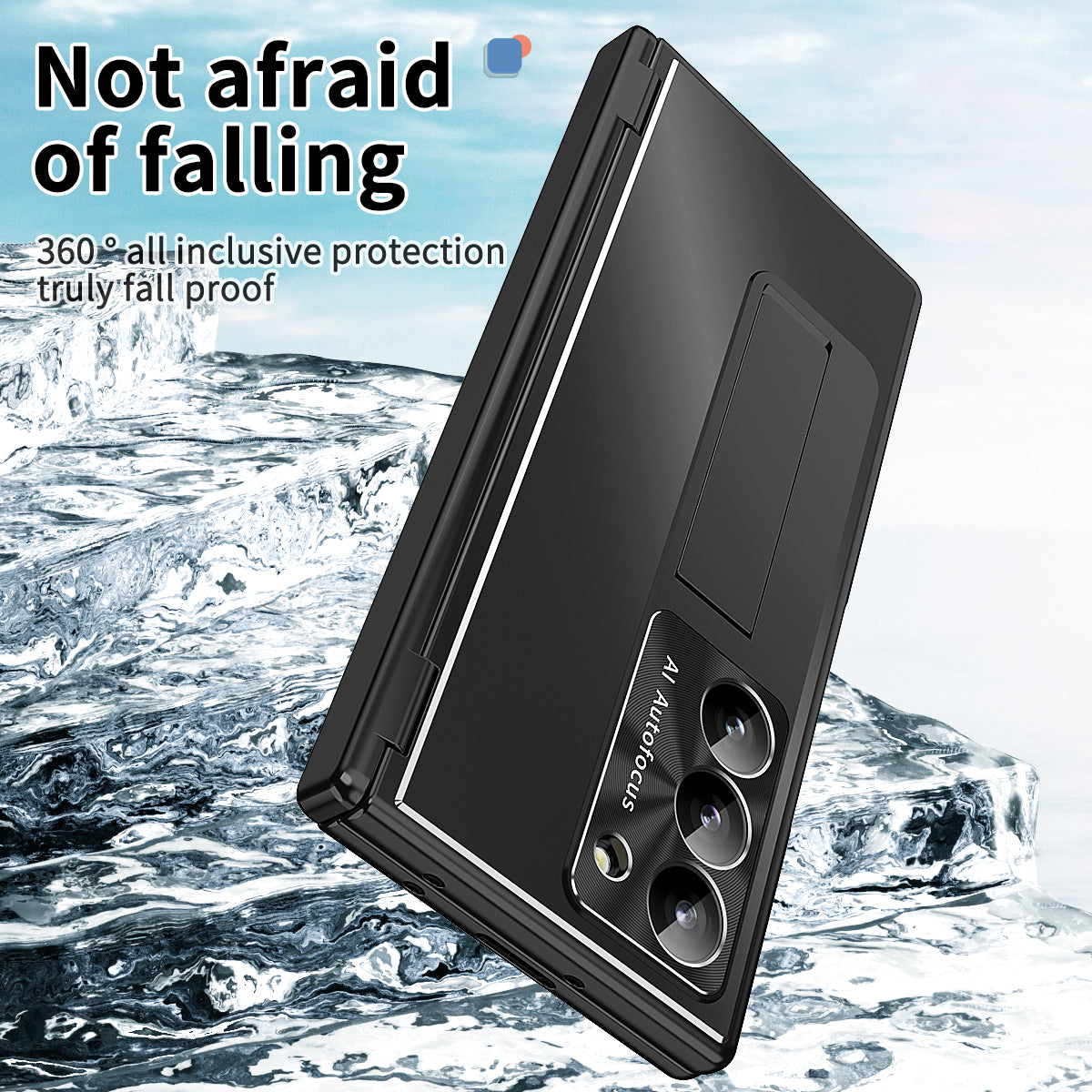 For Samsung Galaxy Z Fold6 5G Case Aluminum Alloy Phone Cover with Tempered Glass Film and Stylus - Black