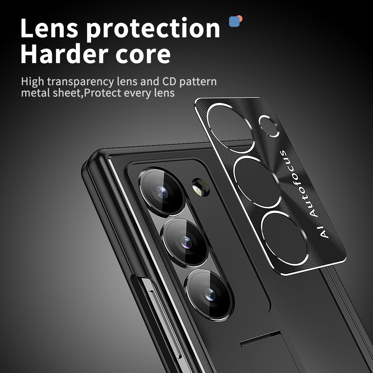 For Samsung Galaxy Z Fold6 5G Case Aluminum Alloy Phone Cover with Tempered Glass Film and Stylus - Black