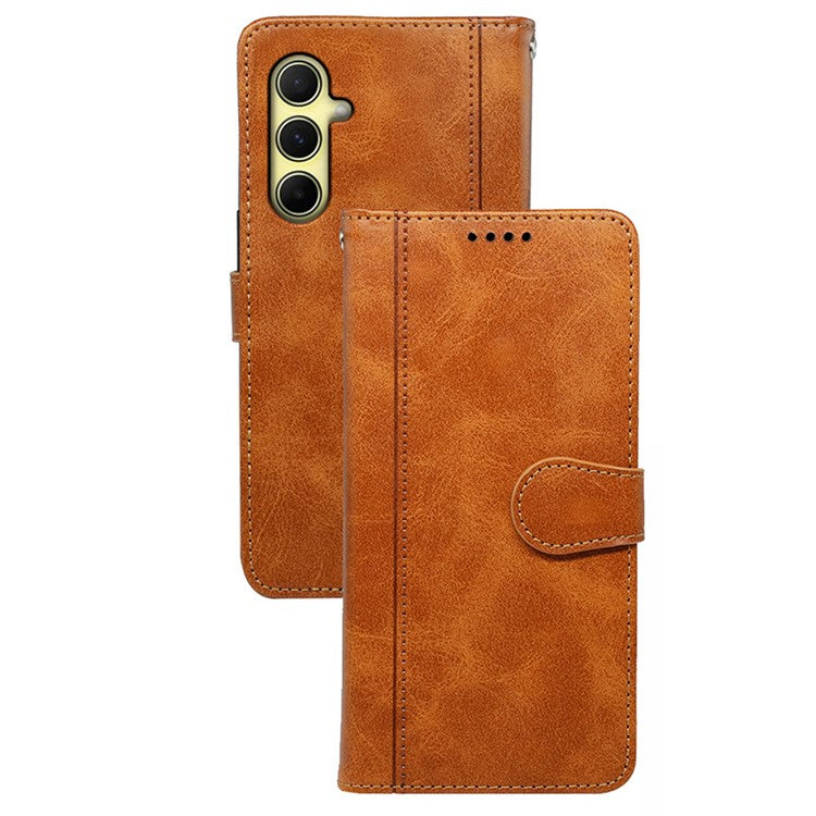 For Samsung Galaxy F55 5G / C55 5G / M55 5G Phone Case Round Magnetic Clasp PU Leather Flip Cover - Yellow