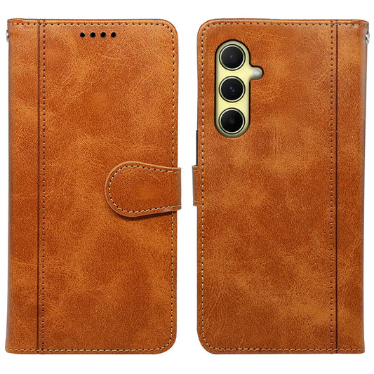 For Samsung Galaxy M34 5G / F34 5G Case Round Magnetic Clasp PU Leather Phone Cover - Yellow