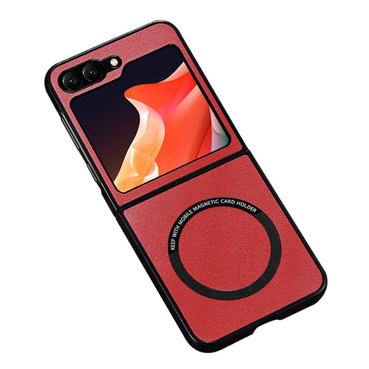 For Samsung Galaxy Z Flip7 FE 5G / Z Flip6 5G Case Compatible with MagSafe Leather+PC Phone Cover - Red