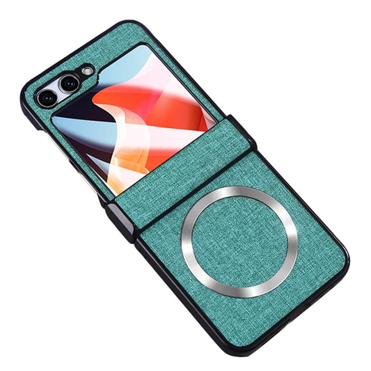 For Samsung Galaxy Z Flip7 FE 5G / Z Flip6 5G Case Leather+PC Phone Cover with Rear Screen Film and Hinge - Green