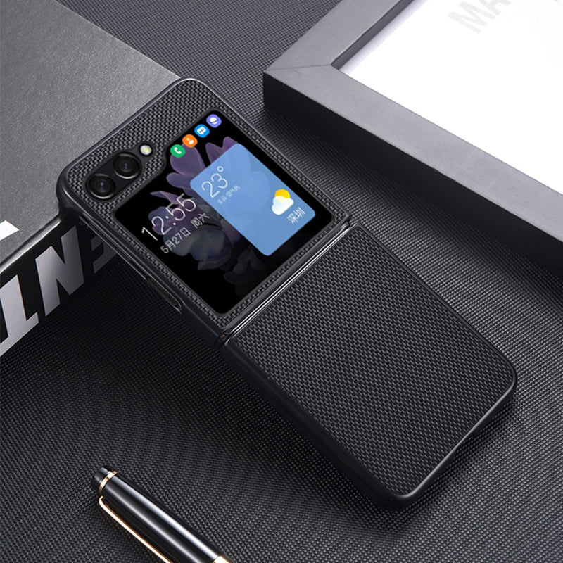 For Samsung Galaxy Z Flip6 5G Case Nylon Coated PC Shockproof Phone Case - Black